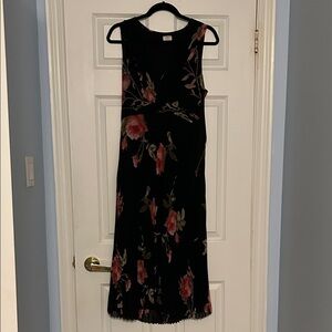Wilfred Floral Pleated Black Dress Size 8